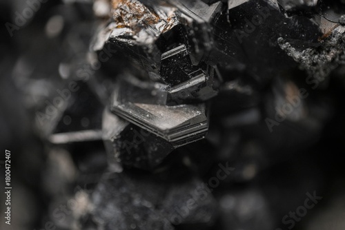 Sphalerite macro crystals from Dalnegorsk, Russia- cubic system, metallic luster with striations- professional macro, micro mineral photography for education and research