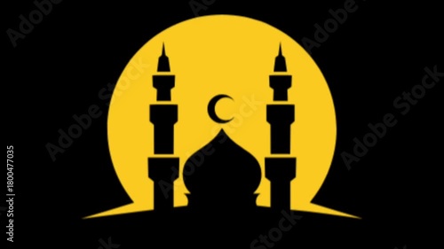 illustration of a mosque for islamic card,ramadhan card