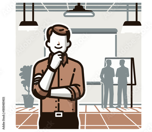 man in office think business  vector