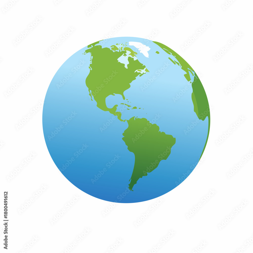 Fototapeta premium Green Earth Globe Showing North America and Part of Eurasia.