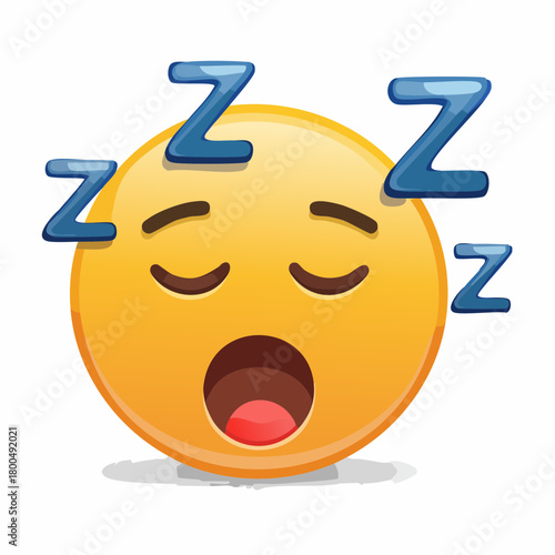 Cartoon Sleeping Emoji with Zzz Symbols and Open Mouth.