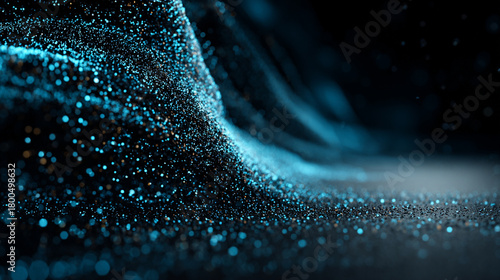 Fototapeta Naklejka Na Ścianę i Meble -  Delicate digital particles float in a soft ethereal space with gentle motion creating a sense of depth serenity and futuristic abstract visualization in a dreamy cosmic digital environment