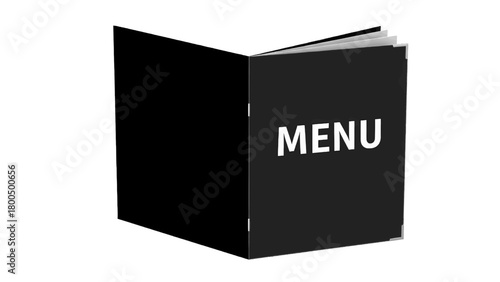 Vector illustration of a black menu book open, isolated on transparent background 