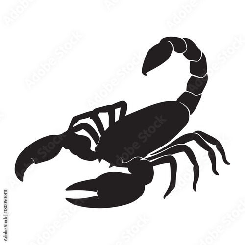 Stylized black silhouette of a scorpion