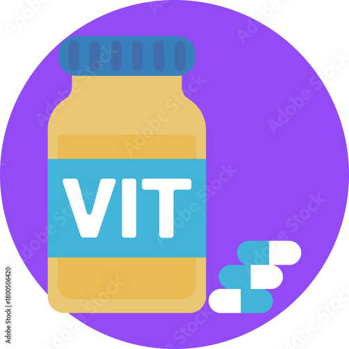 A bottle of vitamins with a few tablets beside it, symbolizing daily supplements.