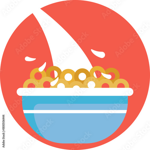 Bowl of breakfast cereal with milk.