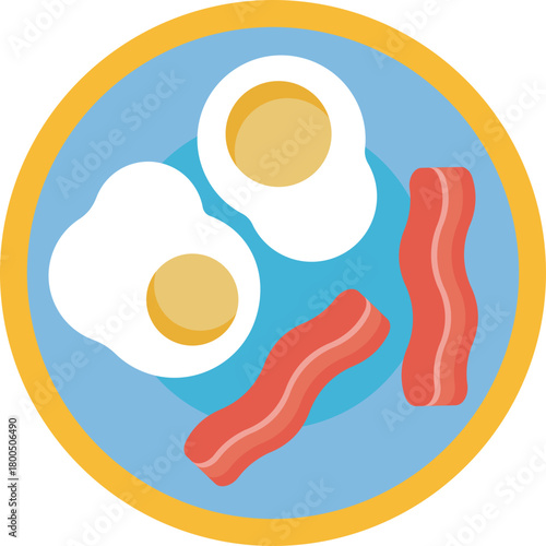 Morning meal featuring eggs and bacon.