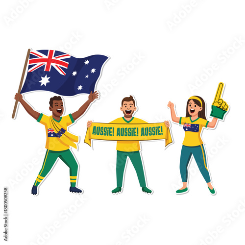 Australia Sport Soccer Fans Vector Illustration