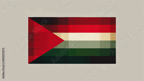 Abstract geometric Palestine flag illustration on neutral background, modern grunge texture, political solidarity and national identity art