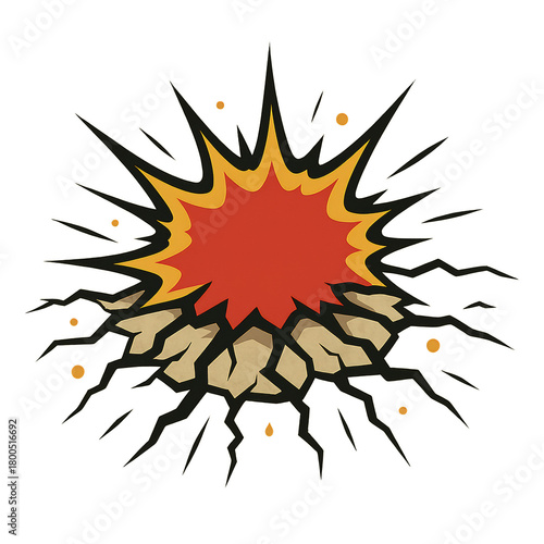 Wallpaper Mural Ground impact explosion cracking surface and releasing bright fiery bursting energy Torontodigital.ca