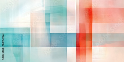 Abstract art background with pastel color blocks and textured brush strokes in blue, red and white. Modern minimal contemporary design for stylish decor.