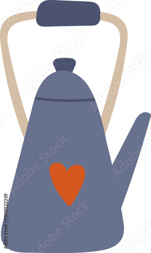 Retro Teapot with Heart Motif