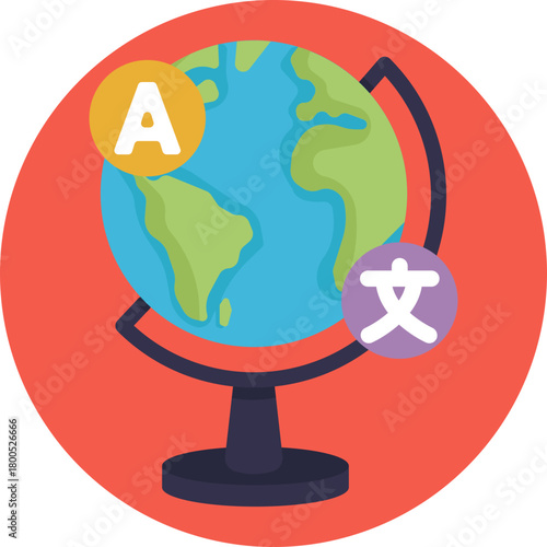 A globe representing worldwide languages and global communication.