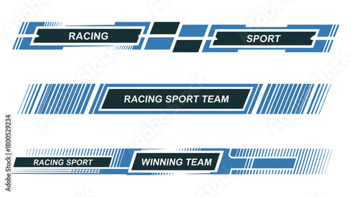 Car Stripes Set for Racing Design, Sport Decal Vinyl Elements, Car Race Stripes, Automotive Decoration, and Graphic Vector Racing Artwork