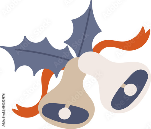 Festive Bells with Holly Leaves