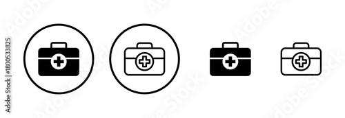 Medical box icon logo design. Medical suitcase sign and symbol. First aid icon