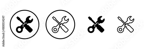 Tools icon logo design. tool sign and symbol. setting icon. Wrench and screwdriver. Service, repair