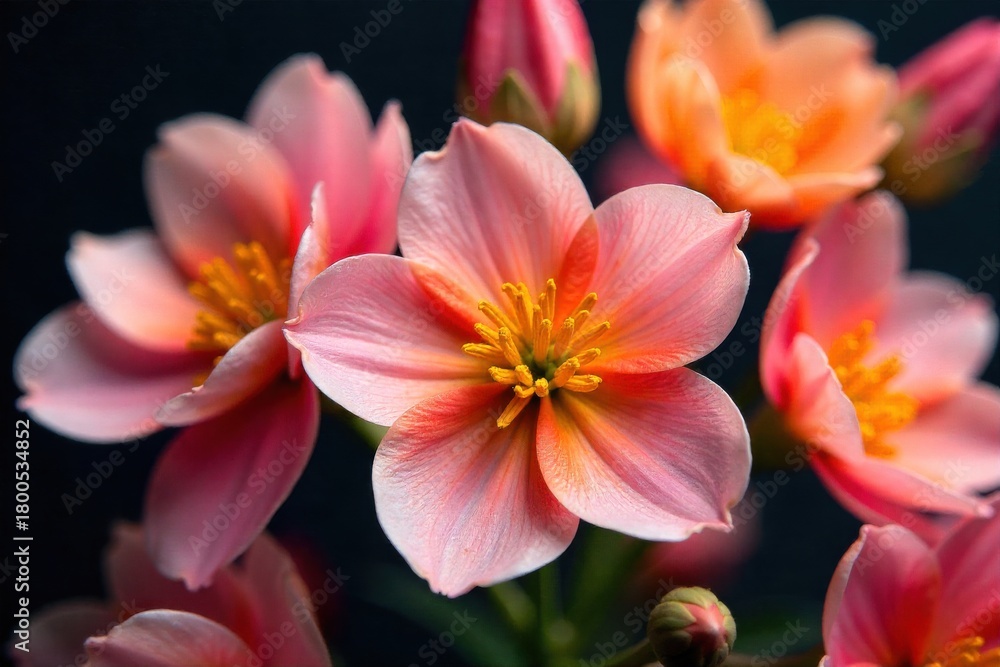 Fototapeta premium Scorched Petals Delicate floral motifs rendered in watercolor, with edges kissed by fire, a juxtaposition of fragility and destruction. A close up of watercolor floral elements, perhaps abstract