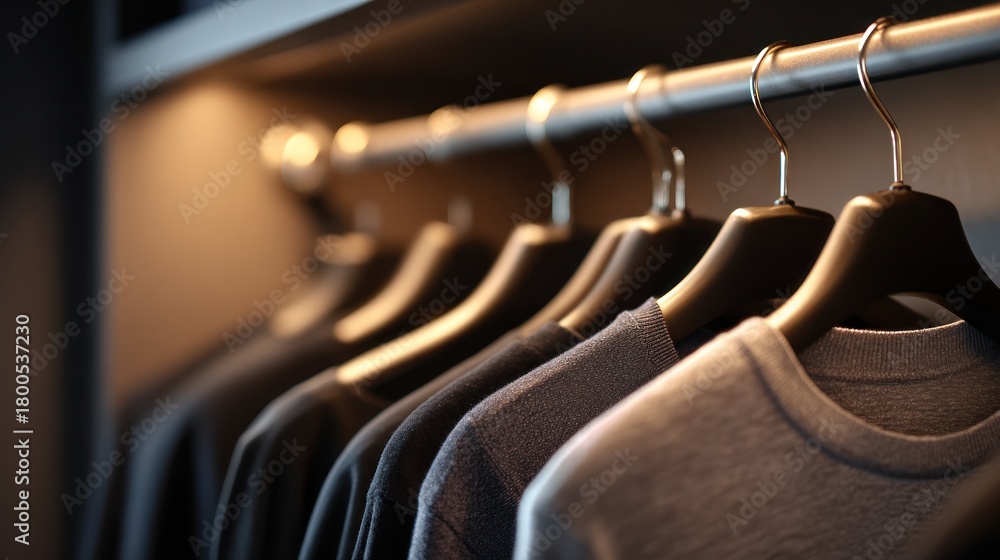 Obraz premium Clothes hanging on rail