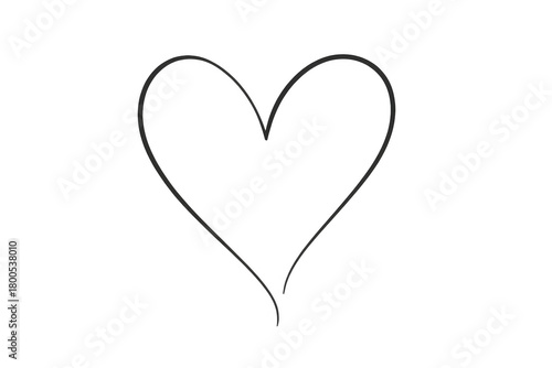 Hand drawn heart outline showing love and passion on a transparent background for valentine's day and romance symbol
