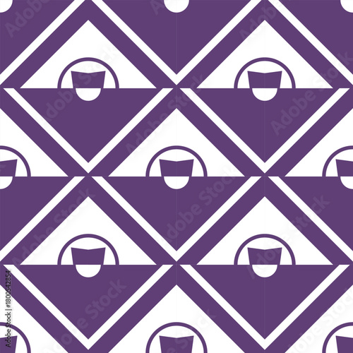 seamless geometric pattern featuring bold purple triangles and semicircle accents, creating a modern, abstract, and minimal decorative design suitable for backgrounds and textiles.