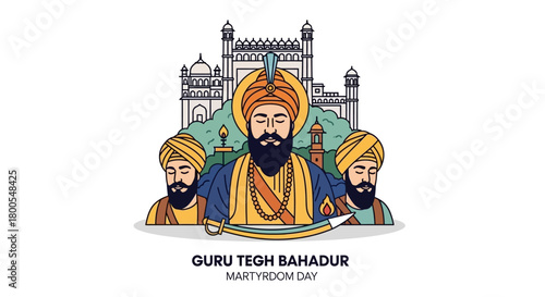 Guru Tegh Bahadur Martyrdom Day Illustration with Golden Temple
