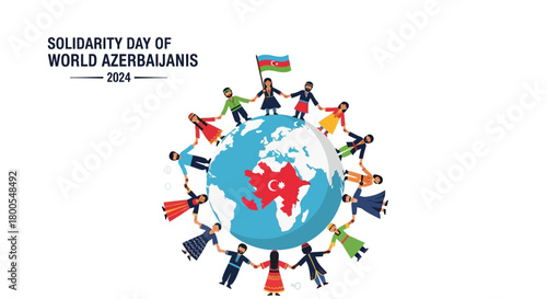 Solidarity Day of World Azerbaijanis 2024 Global unity illustration