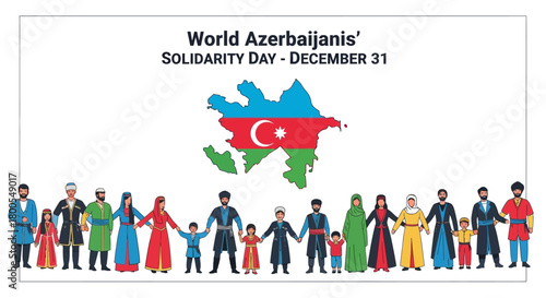 World Azerbaijanis' Solidarity Day illustration with people holding hands