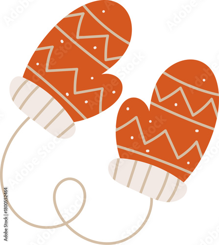 Winter Mittens with Zigzag Pattern