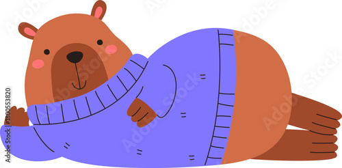 Capybara Lying in Cozy Sweater