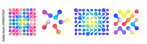 Abstract Metaball Shapes. Color Gradient Metaball Pattern. Vector Molecular Backgrounds. Minimal Liquid Circle Pattern.