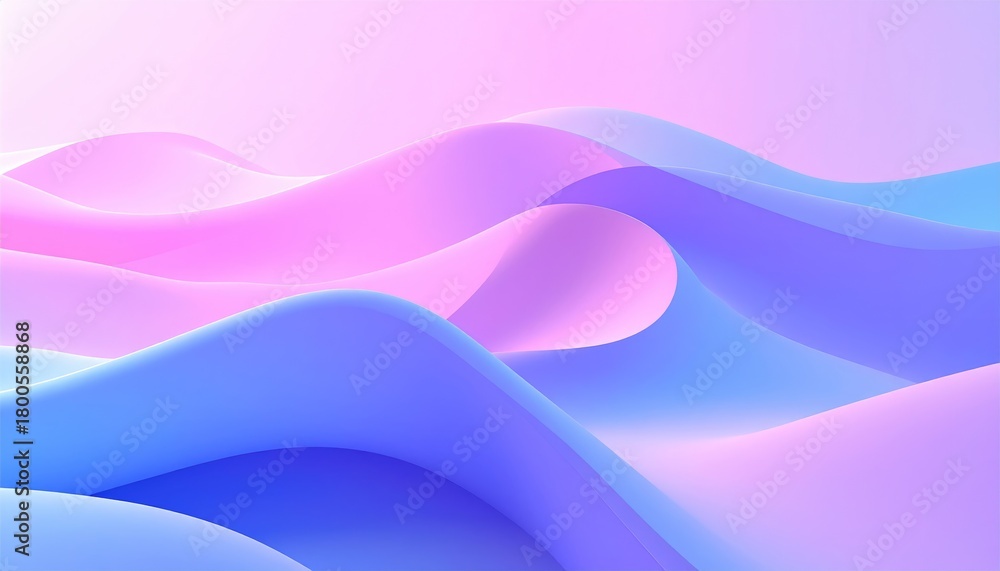 Fototapeta premium A mesmerizing digital artwork featuring flowing, abstract forms in soft pastel hues of pink and blue, creating a fluid landscape