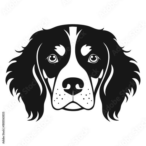 Black and White Dachshund Dog Face Icon, Cute Puppy Pet Head Graphic Illustration