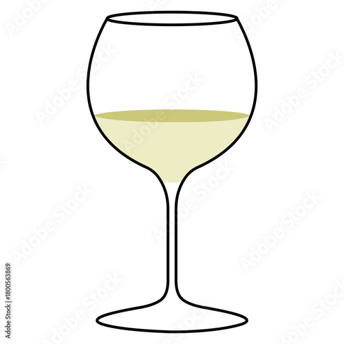 Glass of White Wine Illustration for Restaurant Wine Lists Catering Services Elegant Event Branding Vineyard Advertising and Sophisticated Drink Graphic Design Projects Isolated