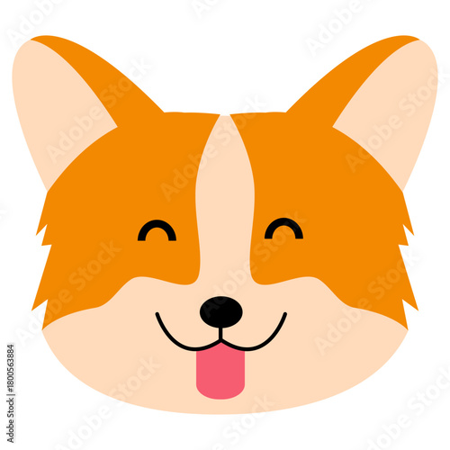 Happy Smiling Corgi Dog Face Portrait Illustration for Pet Product Branding Animal Lover Graphics Veterinary Clinic Logos and Cute Canine Character Graphic Design Projects