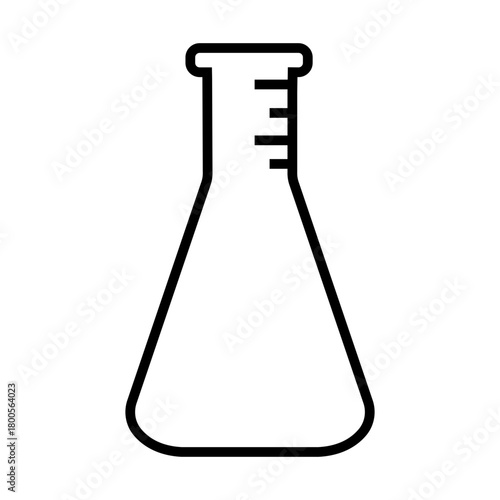 Laboratory Conical Erlenmeyer Flask Outline Vector Illustration for Science Chemistry Research and Education Design Concepts Isolated on White Background for Scientific Projects