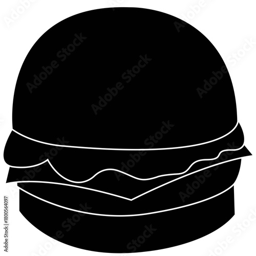 Hamburger Cheeseburger Fast Food Silhouette Vector Illustration for Restaurant Menu Cafe and Junk Food Catering Design Concepts Isolated on White Background for Graphic Projects