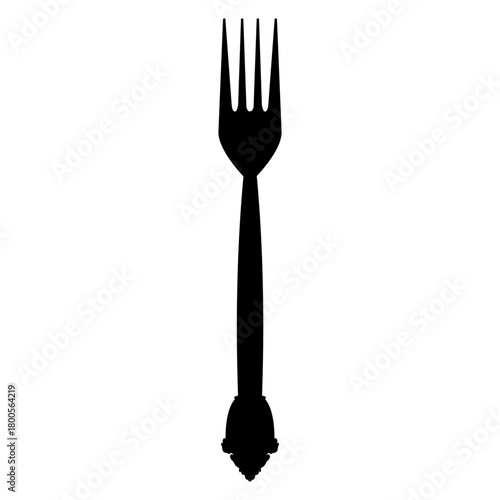 Black Dinner Fork Silhouette Icon for Restaurant Cutlery and Food Concepts