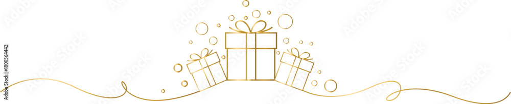 Obraz premium Gold Line Art Christmas Gifts Doodles Festive Decoration