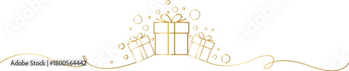 Gold Line Art Christmas Gifts Doodles Festive Decoration