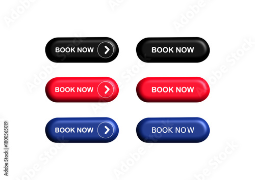 Book Now Button Set Vector | Modern Web UI Icons for Websites & Apps