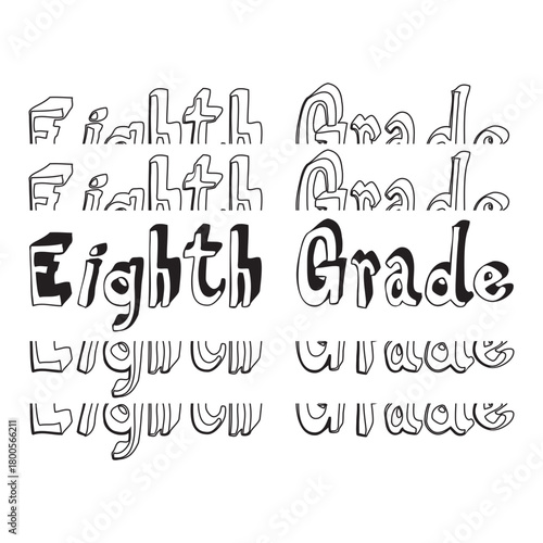 Eighth Grade Typography Outline Text Design for Middle School Student Apparel