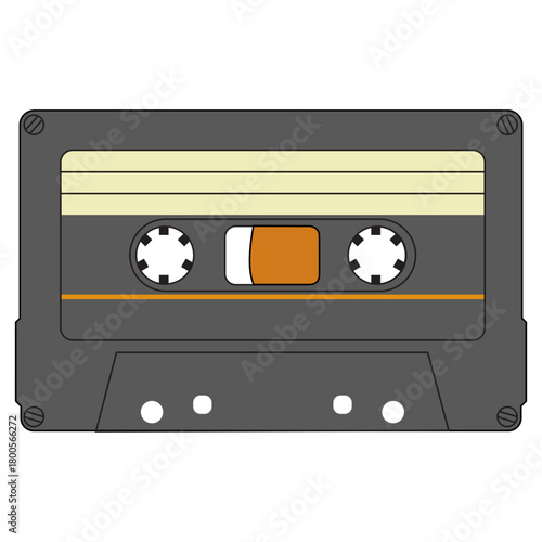 Retro Audio Cassette Tape Vector Illustration for 80s and 90s Music Nostalgia Design