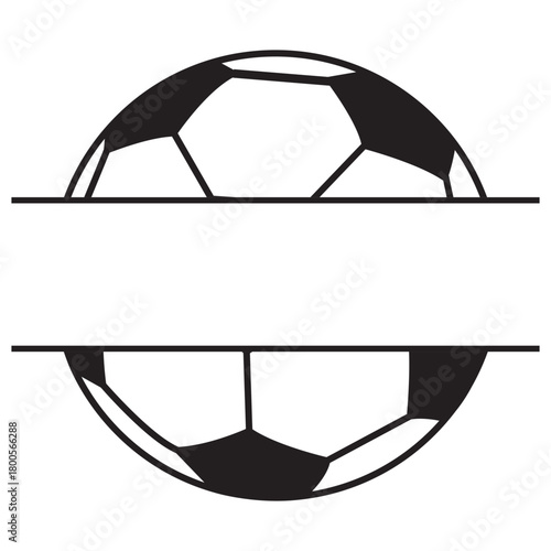 Soccer Ball Split Monogram Frame for Sports Team Name and Athlete Logo Design