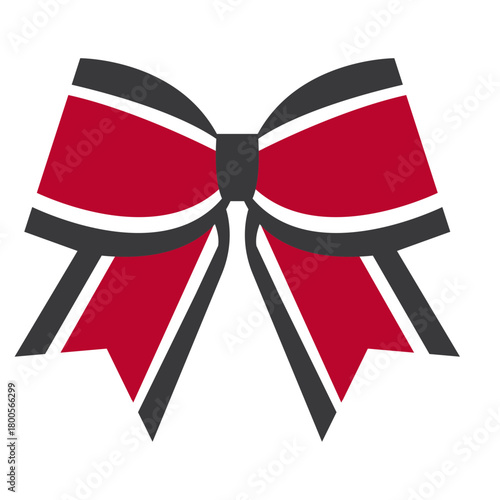 ed and Black Cheerleading Ribbon Bow Vector Illustration with Tails for Sports Team Spirit