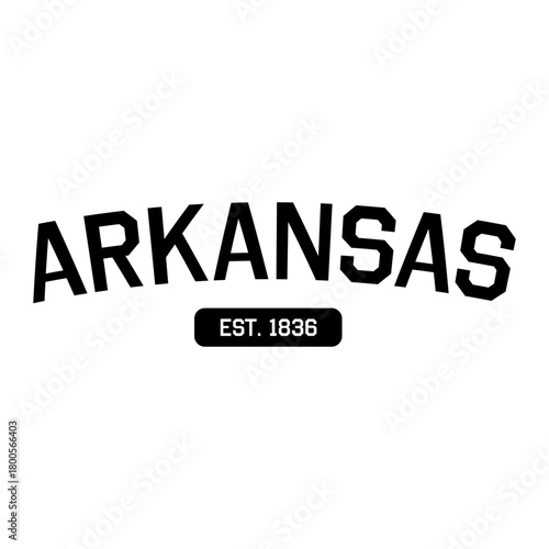 Arkansas State Name Typography Text with Est Date for Souvenir Print