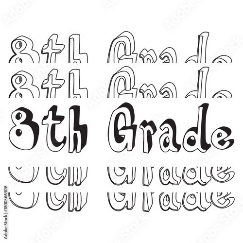 Eighth Grade Typography Text Design for Back to School Student Apparel