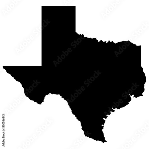 Texas State Map Black Silhouette Shape for USA Geography and Travel Concepts
