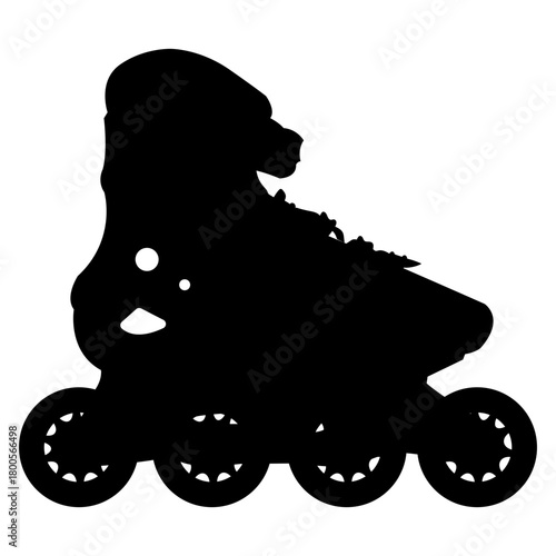 Black Inline Roller Skate Silhouette Icon for Skating Sport and Recreation