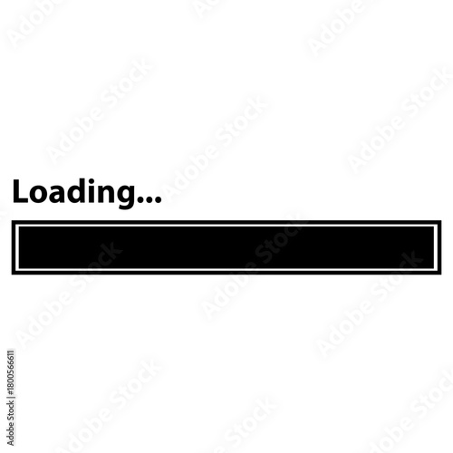 Black Loading Progress Bar with Text Status Indicator for Website Interface Design